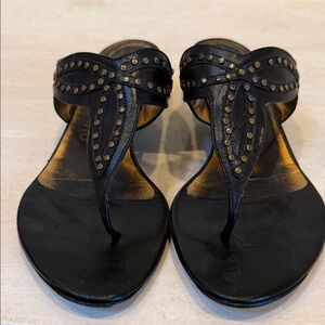 Elegant Black Studded Ferragamo Women's slide Sandals
